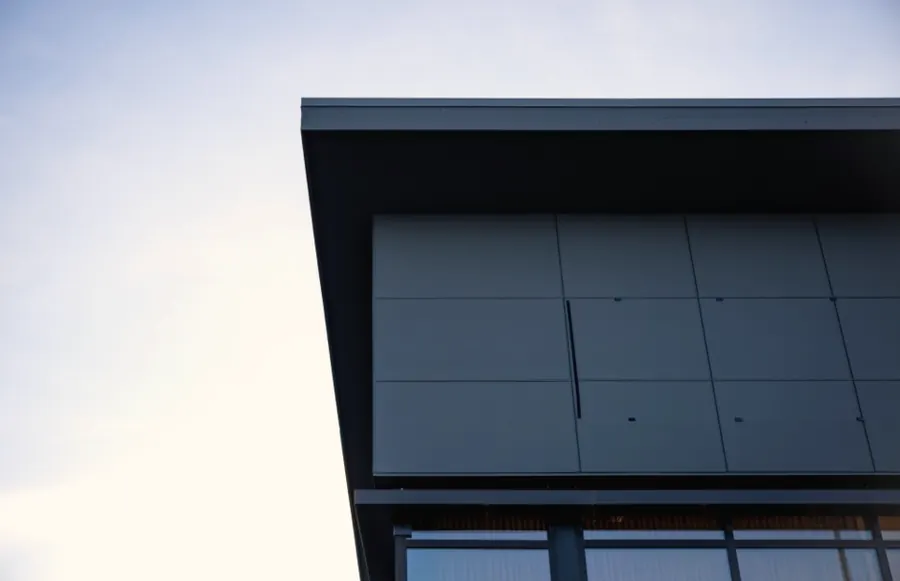 A flat roof edge on a modern home