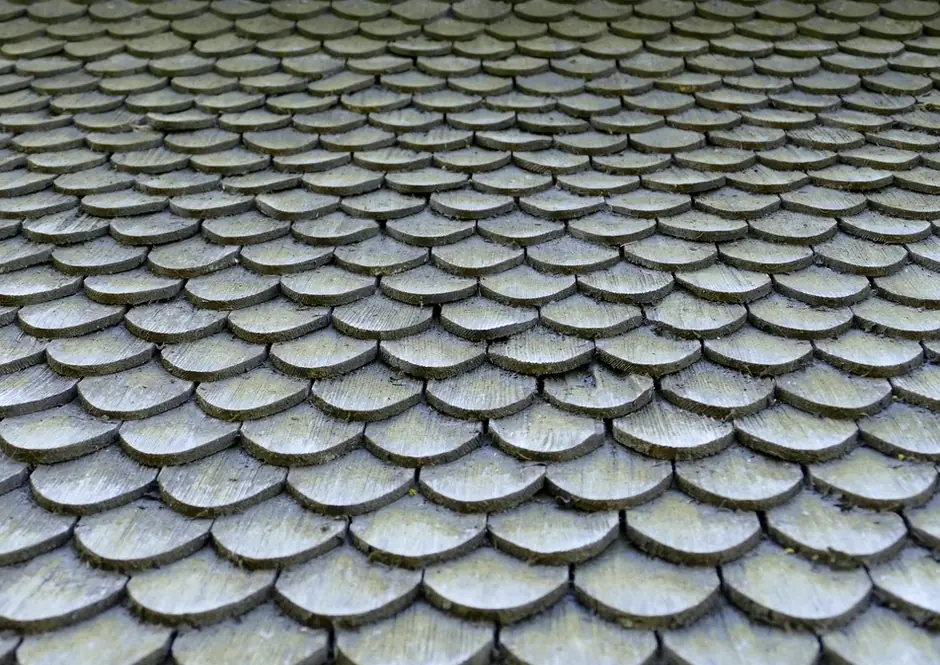 Scalloped slate roof tiles